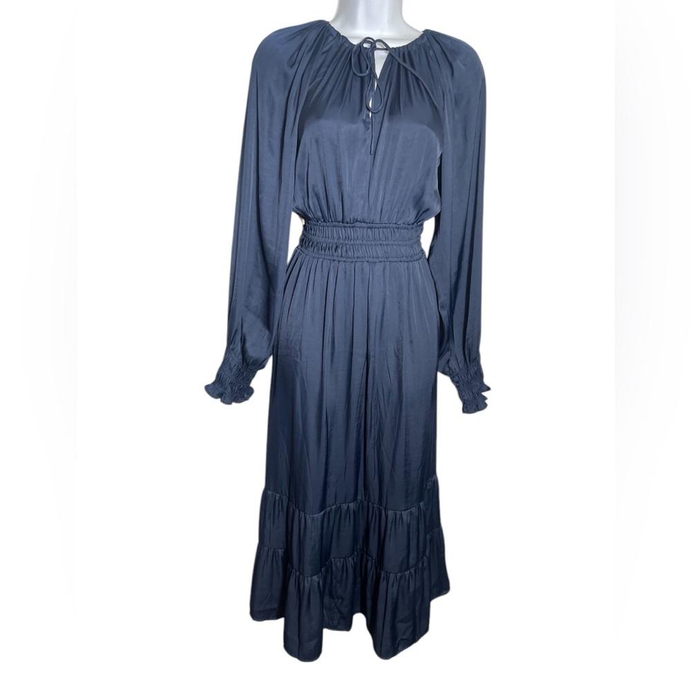 AUGUST SKY dress size small midnight navyβ blue satin maxi dress ππ - Picture 2 of 10